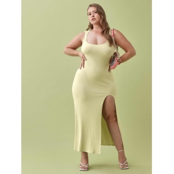 Reformation Bliss Ribbed Midi Dress Limon Sz XS Elevated Basic Vacation Sexy - Picture 14 of 16